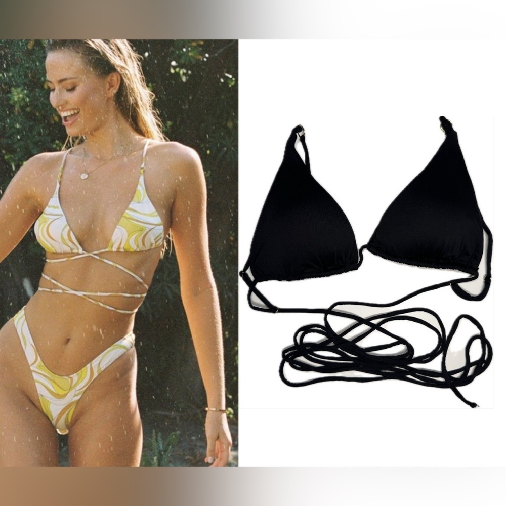 Monica Hansen Yellow White Swirl Triangle Bikini Set